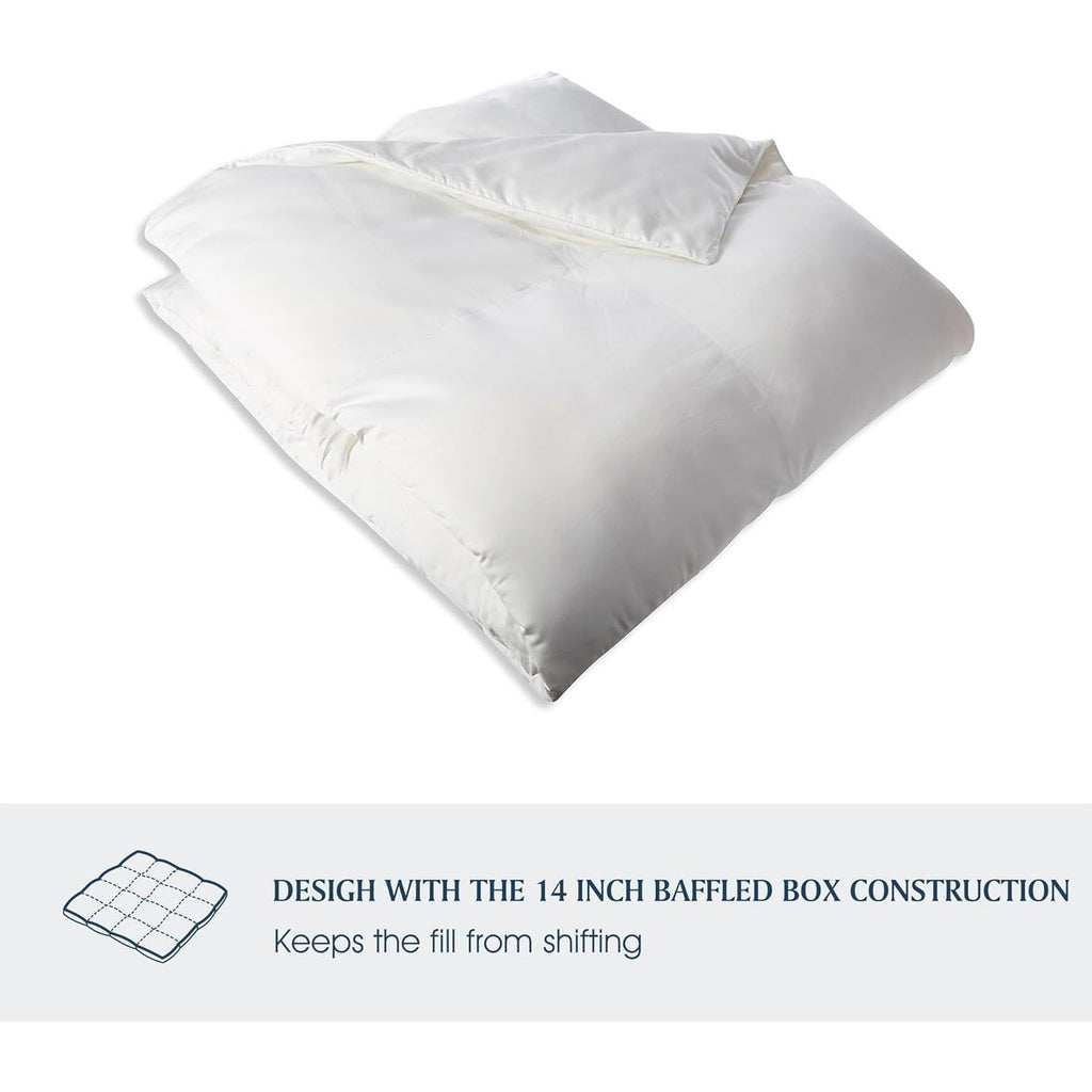 Hotel Grand 1000 Thread Count European Goose Down Comforter Queen Size, 100% Egyptian Cotton Cover, Extra Warmth Duvet Insert with Corner Tabs, White Bedding Comforters, 90\