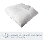 Hotel Grand 1000 Thread Count European Goose Down Comforter Queen Size, 100% Egyptian Cotton Cover, Extra Warmth Duvet Insert with Corner Tabs, White Bedding Comforters, 90\