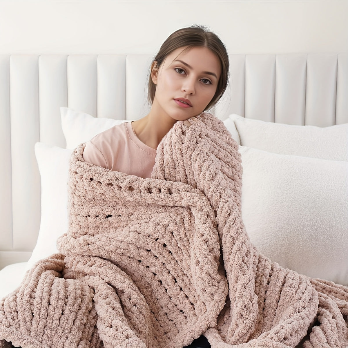 Ultra-Soft | Handmade Ultra-Soft Handmade Chenille Blanket 1pc - Warm, Cozy, Versatile Throw for Couch, Sofa, Office, Bed, Perfect Multi-Purpose Christmas New Year Gift for All Seasons