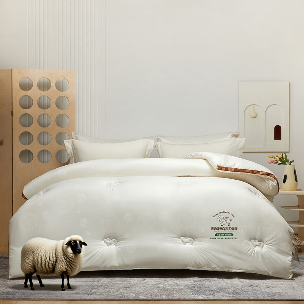New Modern Style Australian Wool Duvet - Thick And Warm, Suitable for Autumn And Winter, Featuring a Quilted Design, Filled with Wool And Microfiber, Soft And Skin-Friendly Bedding for The Colder Seasons