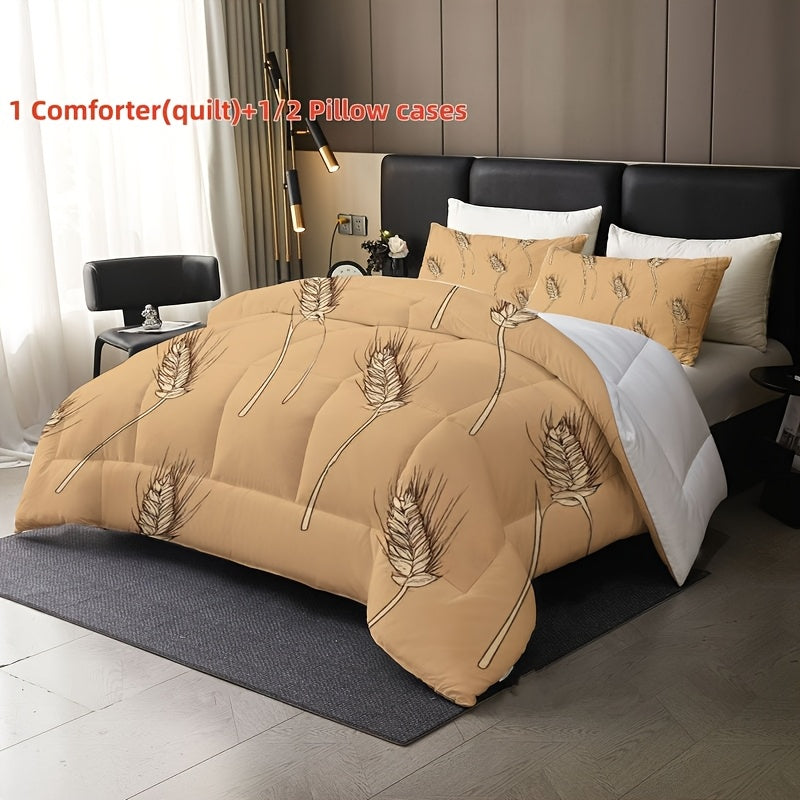 Fashionable Four-season Quilt, Soft and Comfortable, Suitable for Family Use. Available in Multiple Sizes, Featuring a Specially Designed Wheat Pattern to Create a Warm Bedroom Ambiance. Fits All Bed Types, Providing You with a Warm and Cozy Sleep