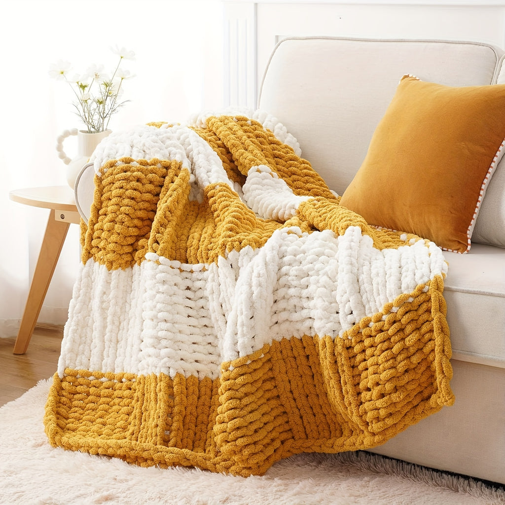 Ultra-Soft | Handmade Ultra-Soft Handmade Chenille Blanket 1pc - Warm, Cozy, Versatile Throw for Couch, Sofa, Office, Bed, Perfect Multi-Purpose Christmas New Year Gift for All Seasons