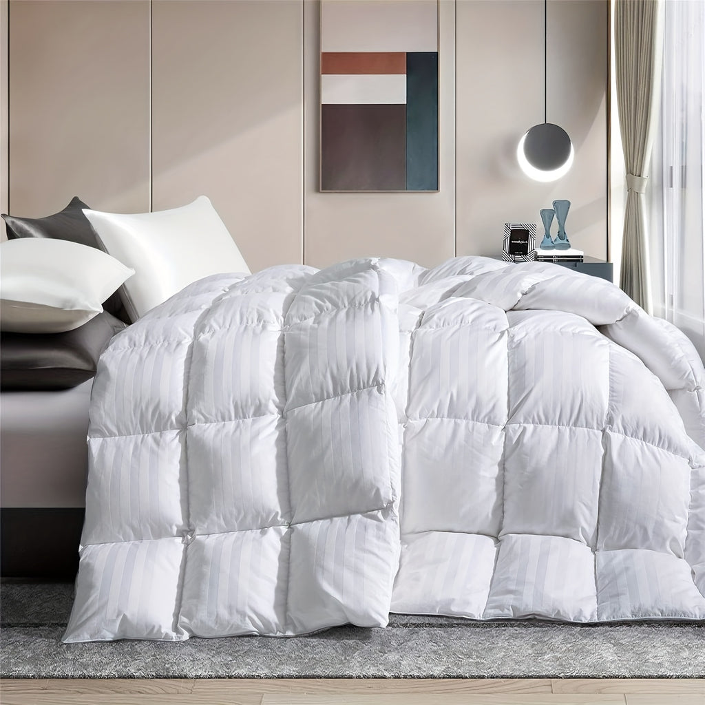 Luxury Hotel Comforter 1pc Luxury Hotel Bed Comforter - King\u002FQueen Size All-Season Bedspread with 3D Polyester Fill, Machine-Washable Quilt & Duvet Insert, Bed Sheets Compatible (White) | Bedding Tabs System for Easy Use, Multi-Use Comforter for s &