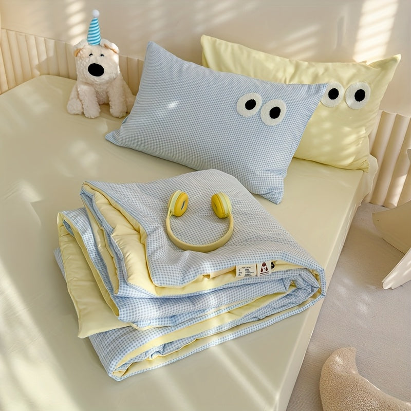 4pcs set of summer cool bedding - soft and breathable, including 1 blanket, 1 bed sheet, and 2 pillowcases (excluding pillow core) - soft and cool thin quilt, comfortable and suitable for all seasons, suitable for bedrooms and guest rooms.