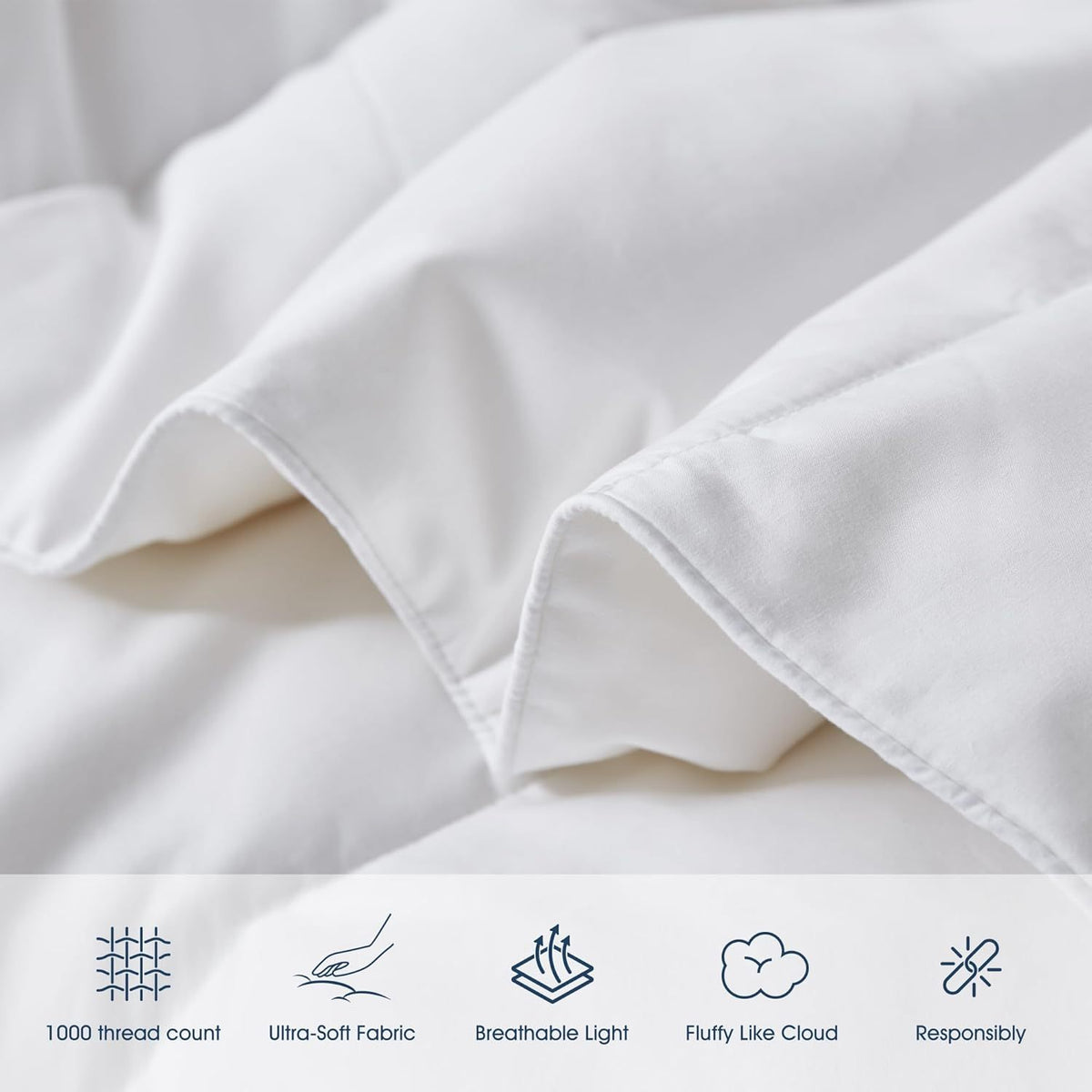 Hotel Grand 1000 Thread Count European Goose Down Comforter Queen Size, 100% Egyptian Cotton Cover, Extra Warmth Duvet Insert with Corner Tabs, White Bedding Comforters, 90\