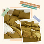 Four-piece Khaki Large Double Bed Duvet Cover Set, 100% French Linen Duvet Cover Bedding Set, Natural French Linen Sheets (1 Duvet Cover, 1 Fitted Sheet, 2 Pillowcases), Soft and Comfortable, Breathable and Cool, Luxury Hotel Bedding, High-end Home