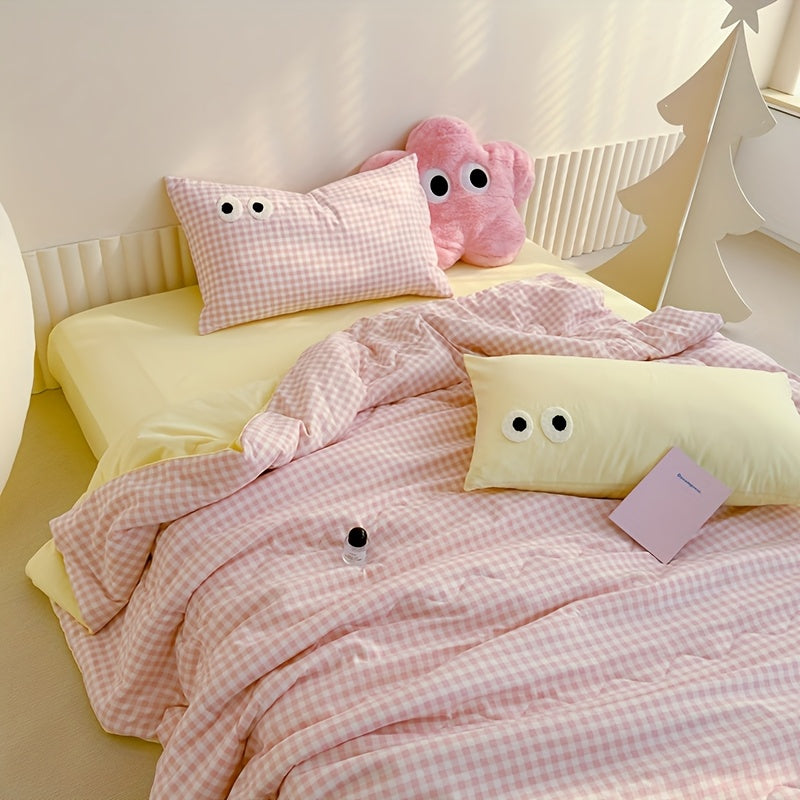 4pcs set of summer cool bedding - soft and breathable, including 1 blanket, 1 bed sheet, and 2 pillowcases (excluding pillow core) - soft and cool thin quilt, comfortable and suitable for all seasons, suitable for bedrooms and guest rooms.