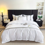 4pcs Hotel Duvet Cover Set, White Embroidered Four-Piece Luxury Bedding Set, Includes 1 Duvet Cover + 1 Flat Sheet + 2 Pillowcases, Soft and Comfortable for All Seasons, Suitable for Hotel and Guest Room Bedding