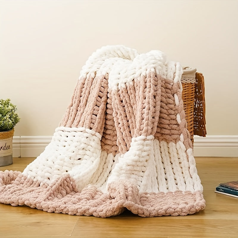 Ultra-Soft | Handmade Ultra-Soft Handmade Chenille Blanket 1pc - Warm, Cozy, Versatile Throw for Couch, Sofa, Office, Bed, Perfect Multi-Purpose Christmas New Year Gift for All Seasons
