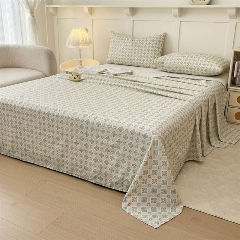 3pcs Cloud Feel Double Layer Gauze Printed Bed Sheet Set Dormitory Single Bed Sheet Pillowcase Home Bedroom Double Bed Crinkle Gauze Three-Piece Set 1 Bed Sheet + 2 Pillowcases