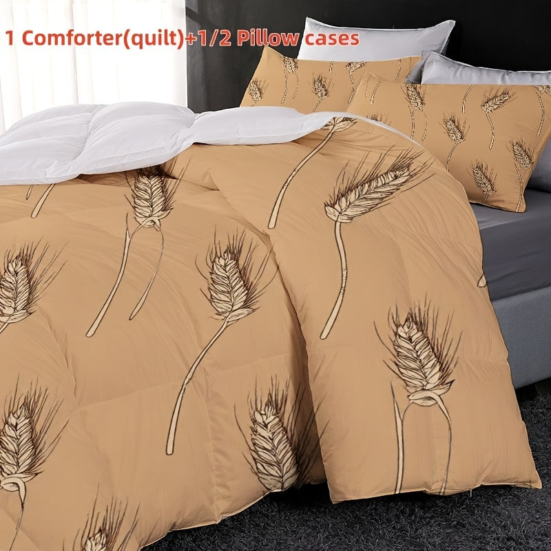 Fashionable Four-season Quilt, Soft and Comfortable, Suitable for Family Use. Available in Multiple Sizes, Featuring a Specially Designed Wheat Pattern to Create a Warm Bedroom Ambiance. Fits All Bed Types, Providing You with a Warm and Cozy Sleep