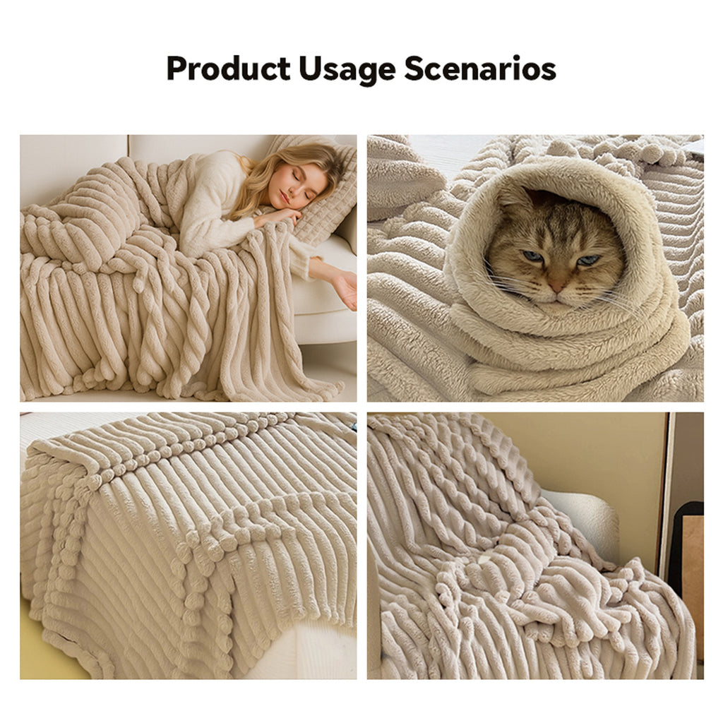 1pc Soft Bed Blanket For Children | Cozy Fuzzy Polyester Flannel Blanket, Grey, French Style, Machine Washable, for all Seasons Use, Suitable For Teacher Gifts And Birthday Gifts For Women, Girls, Men