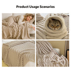 1pc Soft Bed Blanket For Children | Cozy Fuzzy Polyester Flannel Blanket, Grey, French Style, Machine Washable, for all Seasons Use, Suitable For Teacher Gifts And Birthday Gifts For Women, Girls, Men