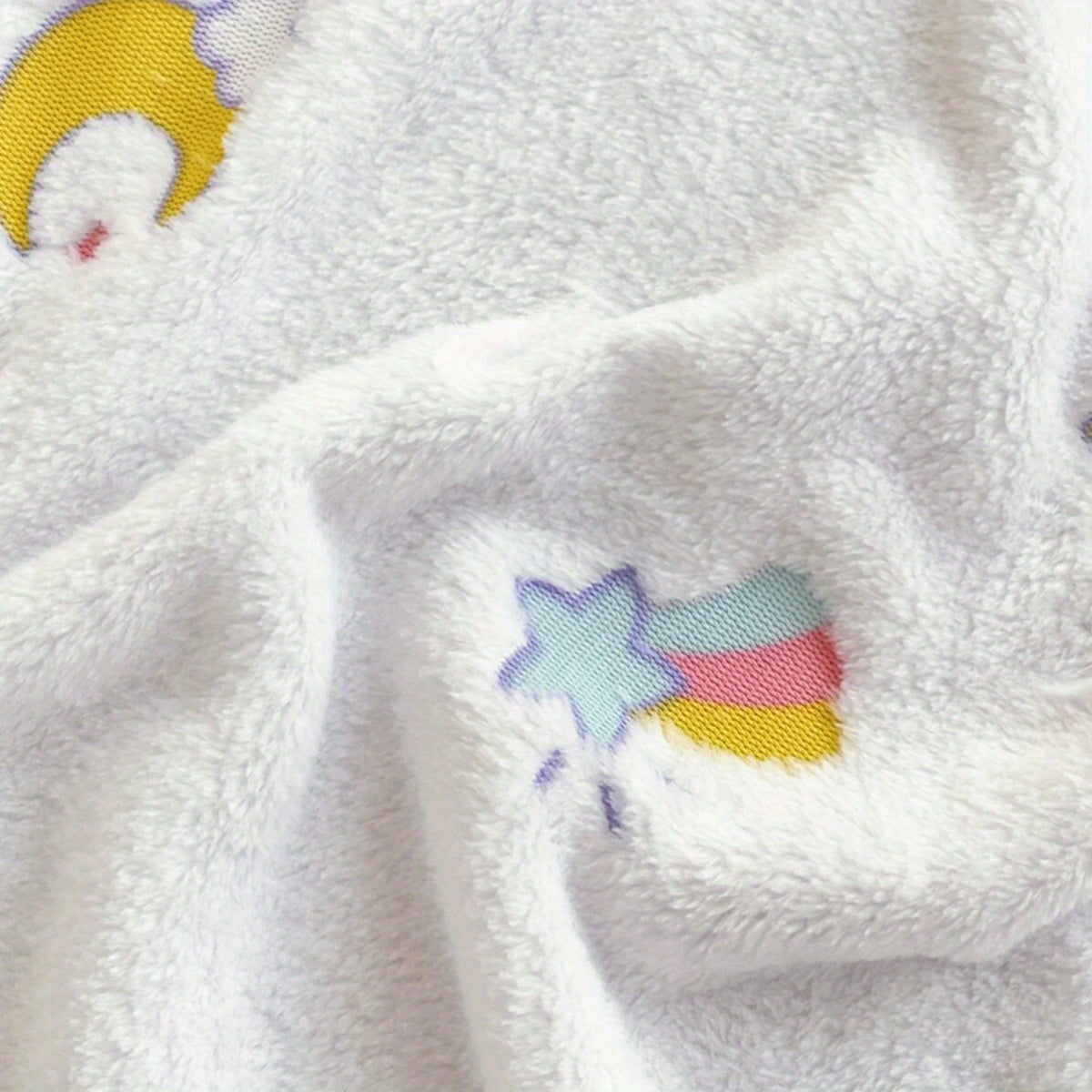Cute Cartoon Blanket Featuring Rainbow Ducks, Little Flowers, Stars, And a Small Lion Theme, Versatile for Various Uses