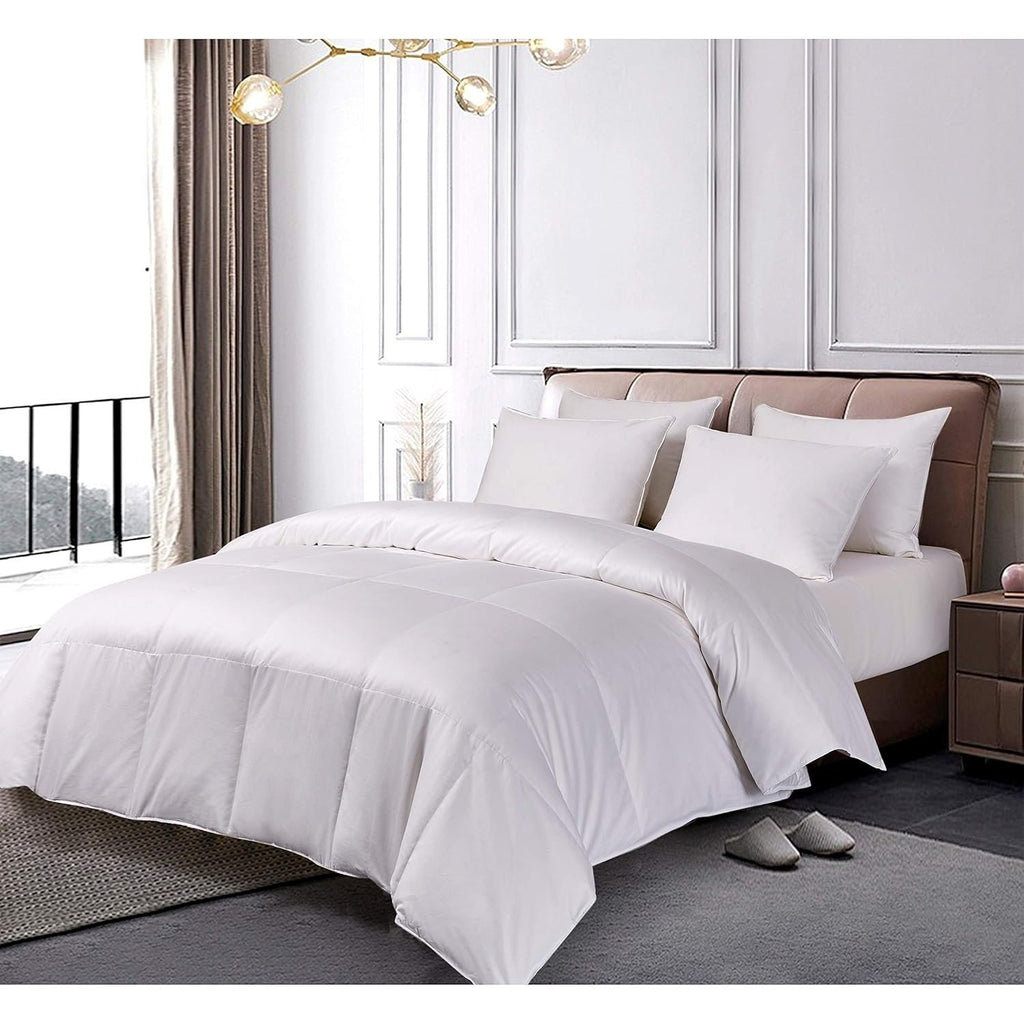 Hotel Grand 1000 Thread Count European Goose Down Comforter Queen Size, 100% Egyptian Cotton Cover, Extra Warmth Duvet Insert with Corner Tabs, White Bedding Comforters, 90\