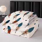 New -filled Quilt, Suitable for All Seasons, Lightweight and Comfortable, with Stylish Digital Prints. Ideal for Home Bedrooms, Available in Multiple Sizes. Features a Unique Red and Blue Feather Pattern Design, Soft and Cozy, Providing a Warm