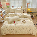 4pcs Popular Washable Printed bedding, New Style for Double Beds, Featuring a Fresh Floral Design. Includes a Combination for Single Dorm Beds: 1 Duvet Cover, 2 Pillowcases, And 1 Bed Sheet