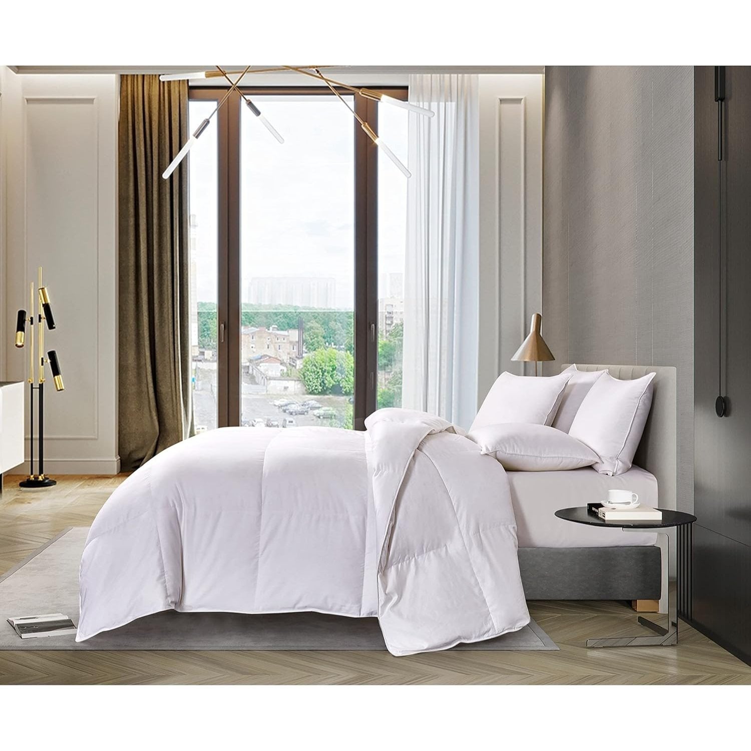 Hotel Grand 1000 Thread Count European Goose Down Comforter Queen Size, 100% Egyptian Cotton Cover, Extra Warmth Duvet Insert with Corner Tabs, White Bedding Comforters, 90\