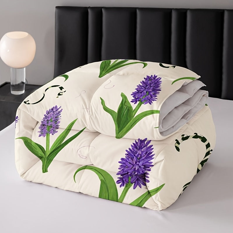 Thickened Pure Quilt, Suitable for All Seasons, Comfortable and Warm, Fresh Purple Lavender Floral Pattern, A Home Essential, Suitable for All Ages, Available in Multiple Sizes, High-Quality, Comfortable, Breathable, Soft and Skin-Friendly