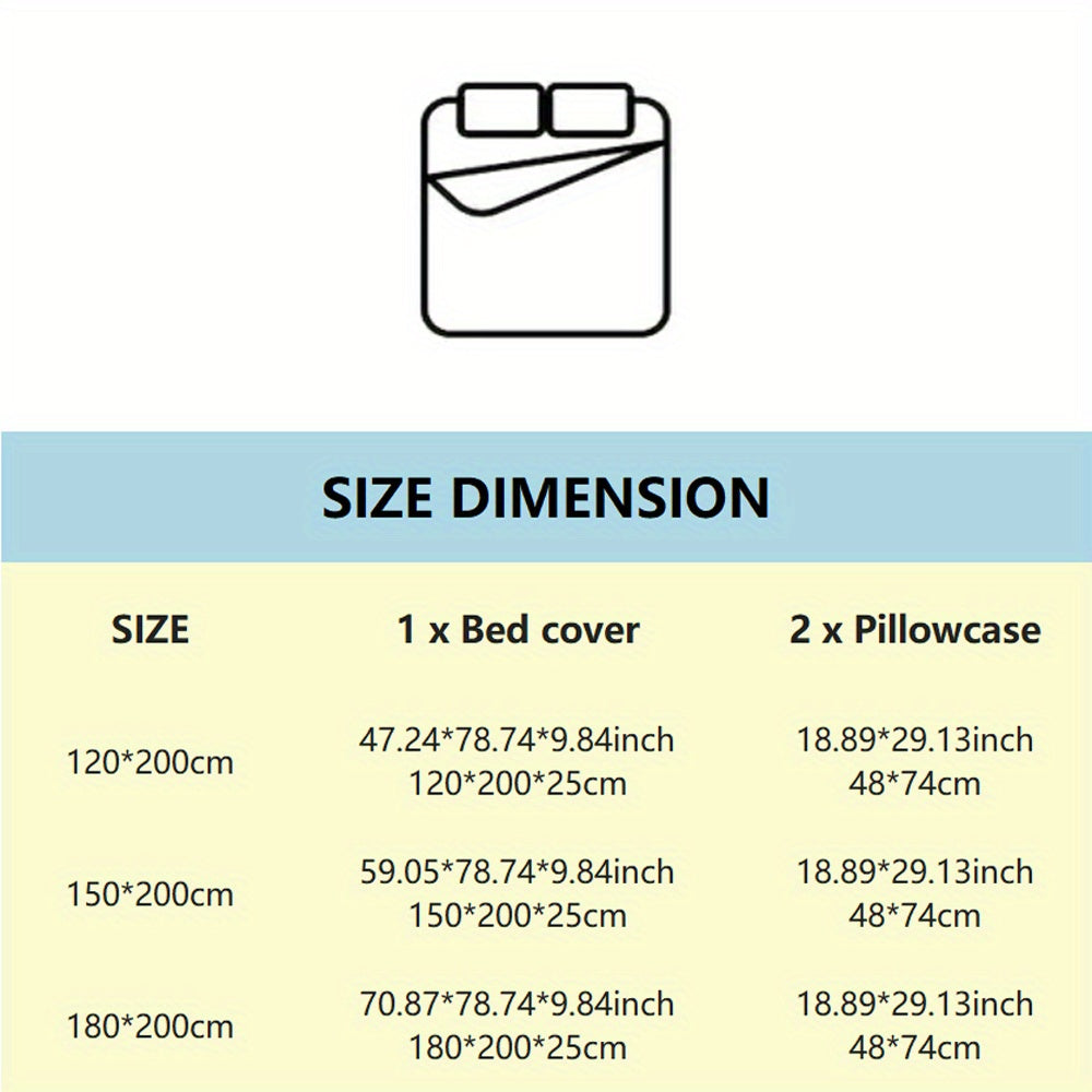 3pcs Heart Pattern Fitted Sheet Set, Soft, Comfortable, and Skin-friendly Fitted Sheet, Suitable for Bedrooms and Guest Rooms (1 Fitted Sheet, 2 Pillowcases, Does Not Include Inserts)