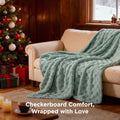 WERVITY Soft and Gentle Khaki Queen-Size Sofa Throw - Plaid Plush Holiday Blanket, Gift for All Ages, Adorable Soft Comfortable Spring Bedroom Home Decor Blanket, Machine Washable