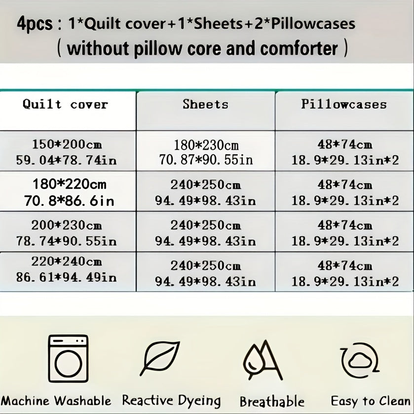 4pcs Hotel Duvet Cover Set, White Embroidered Four-Piece Luxury Bedding Set, Includes 1 Duvet Cover + 1 Flat Sheet + 2 Pillowcases, Soft and Comfortable for All Seasons, Suitable for Hotel and Guest Room Bedding