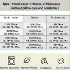 4pcs Hotel Duvet Cover Set, White Embroidered Four-Piece Luxury Bedding Set, Includes 1 Duvet Cover + 1 Flat Sheet + 2 Pillowcases, Soft and Comfortable for All Seasons, Suitable for Hotel and Guest Room Bedding