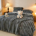 1pc Soft Bed Blanket For Children | Cozy Fuzzy Polyester Flannel Blanket, Grey, French Style, Machine Washable, for all Seasons Use, Suitable For Teacher Gifts And Birthday Gifts For Women, Girls, Men