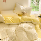 4pcs Bedding, Japanese and Korean Minimalist Striped Style, Duvet Cover Set, Machine Washable, Double Bed Duvet Cover Set, Pillowcase and Bed Sheet Set Combo, 4pcs Set for Bedrooms, Crafted Style 4pcs Set for Hotel-Style Showrooms, Includes 1 Duvet