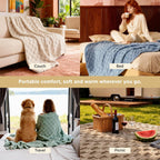 WERVITY Soft and Gentle Khaki Queen-Size Sofa Throw - Plaid Plush Holiday Blanket, Gift for All Ages, Adorable Soft Comfortable Spring Bedroom Home Decor Blanket, Machine Washable