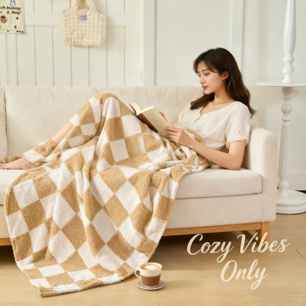 WERVITY 1 Colorful Checkered Flannel Blanket Thickened Material Ideal For: - Single-Person Nap Blanket - Year-Round Full-Body Blanket - Double Bed Sheet - Multi-Purpose Soft And Skin-Friendly Fleece Blanket - Office Throw Blanket - Outdoor Camping