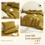 Four-piece Khaki Large Double Bed Duvet Cover Set, 100% French Linen Duvet Cover Bedding Set, Natural French Linen Sheets (1 Duvet Cover, 1 Fitted Sheet, 2 Pillowcases), Soft and Comfortable, Breathable and Cool, Luxury Hotel Bedding, High-end Home