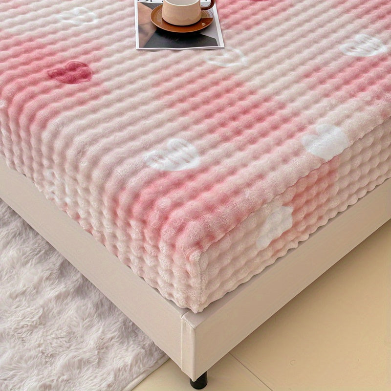 3pcs Heart Pattern Fitted Sheet Set, Soft, Comfortable, and Skin-friendly Fitted Sheet, Suitable for Bedrooms and Guest Rooms (1 Fitted Sheet, 2 Pillowcases, Does Not Include Inserts)