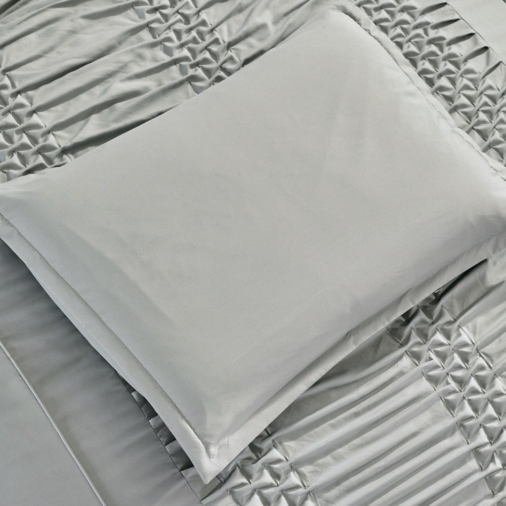 Elegant Ruched 6PC Bedding Set - Soft Microfiber Sage Green Complete Bed Set (Comforter+Sheets+Pillowcases), Elevate Your Bedroom Space