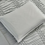 Elegant Ruched 6PC Bedding Set - Soft Microfiber Sage Green Complete Bed Set (Comforter+Sheets+Pillowcases), Elevate Your Bedroom Space