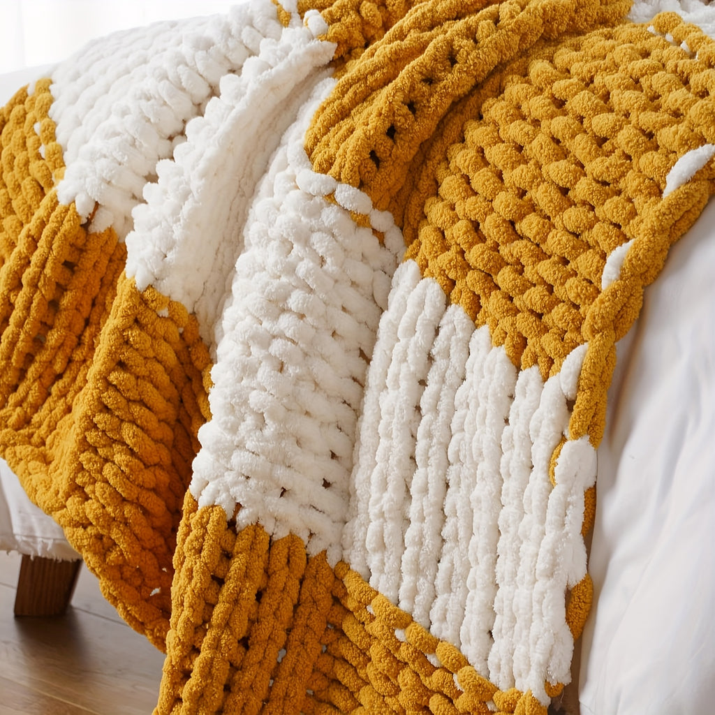 Ultra-Soft | Handmade Ultra-Soft Handmade Chenille Blanket 1pc - Warm, Cozy, Versatile Throw for Couch, Sofa, Office, Bed, Perfect Multi-Purpose Christmas New Year Gift for All Seasons