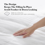 Hotel Grand Luxury White Down Comforter, 600 Fill Power All Season Down Duvet Insert, 500 Thread Count 100% Cotton Hotel Bedding Comforters with Stripe Pattern