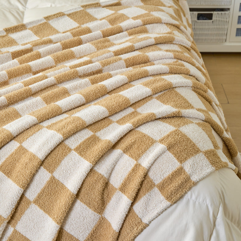 WERVITY 1 Colorful Checkered Flannel Blanket Thickened Material Ideal For: - Single-Person Nap Blanket - Year-Round Full-Body Blanket - Double Bed Sheet - Multi-Purpose Soft And Skin-Friendly Fleece Blanket - Office Throw Blanket - Outdoor Camping
