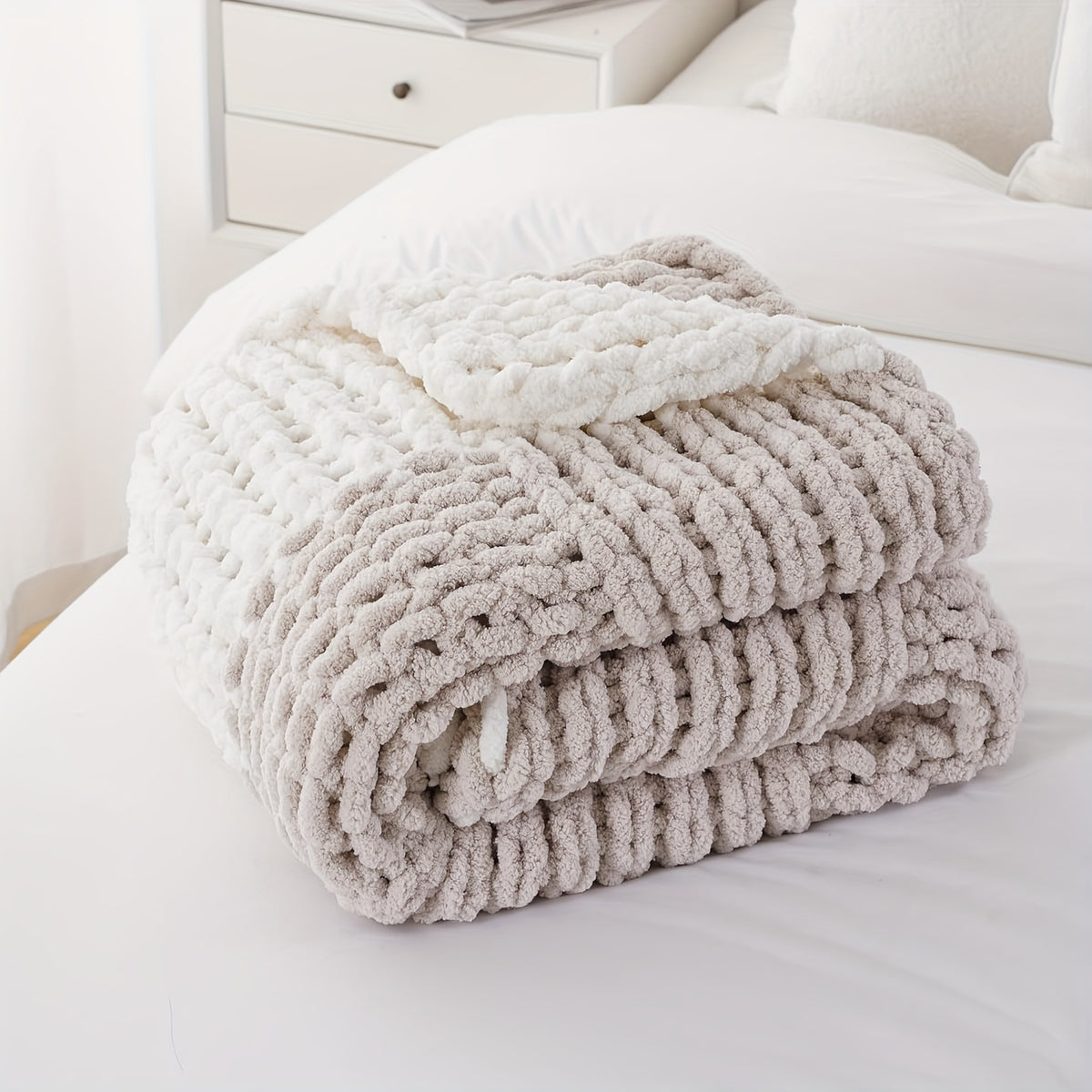 Ultra-Soft | Handmade Ultra-Soft Handmade Chenille Blanket 1pc - Warm, Cozy, Versatile Throw for Couch, Sofa, Office, Bed, Perfect Multi-Purpose Christmas New Year Gift for All Seasons