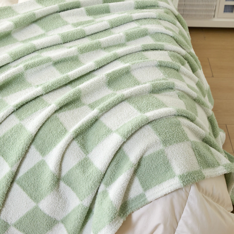 WERVITY 1 Colorful Checkered Flannel Blanket Thickened Material Ideal For: - Single-Person Nap Blanket - Year-Round Full-Body Blanket - Double Bed Sheet - Multi-Purpose Soft And Skin-Friendly Fleece Blanket - Office Throw Blanket - Outdoor Camping