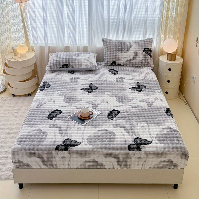 3pcs Heart Pattern Fitted Sheet Set, Soft, Comfortable, and Skin-friendly Fitted Sheet, Suitable for Bedrooms and Guest Rooms (1 Fitted Sheet, 2 Pillowcases, Does Not Include Inserts)