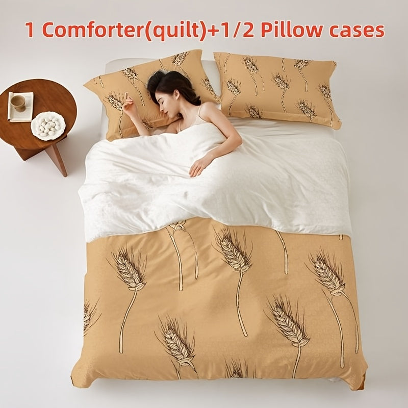 Fashionable Four-season Quilt, Soft and Comfortable, Suitable for Family Use. Available in Multiple Sizes, Featuring a Specially Designed Wheat Pattern to Create a Warm Bedroom Ambiance. Fits All Bed Types, Providing You with a Warm and Cozy Sleep