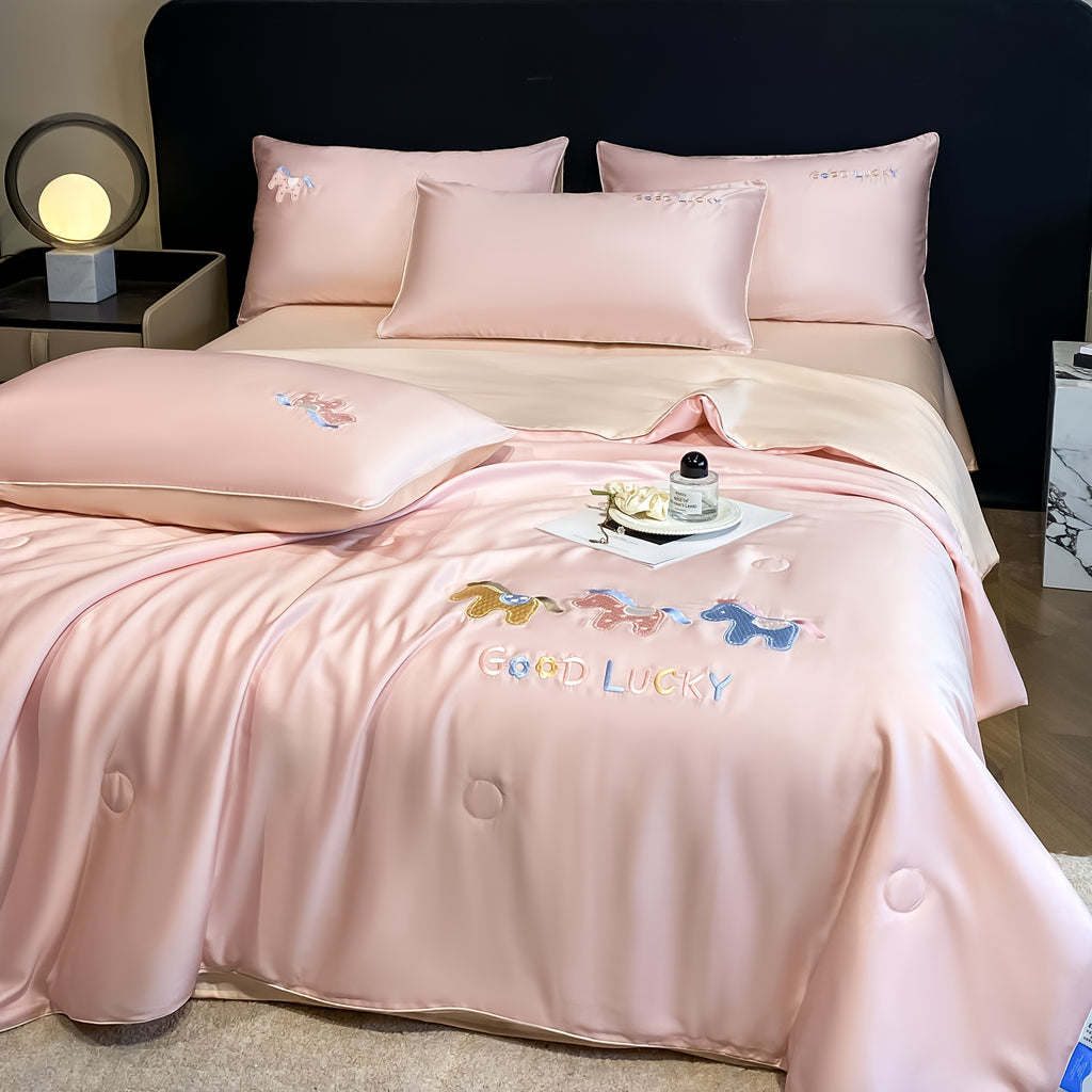 1pc, 2026 New Washed Air Conditioning Quilt, Cute Summer Quilt, Light Summer Quilt, Thin and Breathable Air Conditioning Blanket, Lightweight Quilt, Suitable for Bedrooms and Dormitories, Machine Washable, Pillowcases Not Included