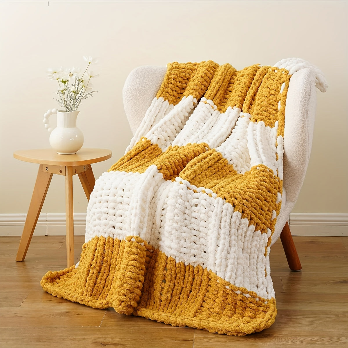 Ultra-Soft | Handmade Ultra-Soft Handmade Chenille Blanket 1pc - Warm, Cozy, Versatile Throw for Couch, Sofa, Office, Bed, Perfect Multi-Purpose Christmas New Year Gift for All Seasons