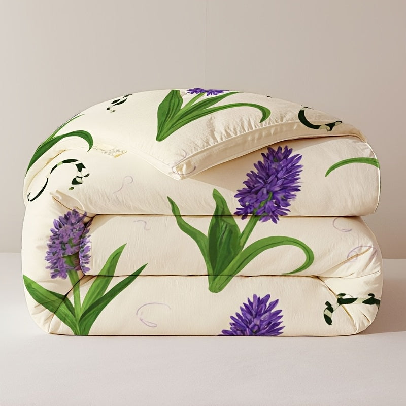 Thickened Pure Quilt, Suitable for All Seasons, Comfortable and Warm, Fresh Purple Lavender Floral Pattern, A Home Essential, Suitable for All Ages, Available in Multiple Sizes, High-Quality, Comfortable, Breathable, Soft and Skin-Friendly
