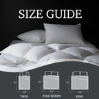 Hotel Grand Luxury White Down Comforter, 600 Fill Power All Season Down Duvet Insert, 500 Thread Count 100% Cotton Hotel Bedding Comforters with Stripe Pattern