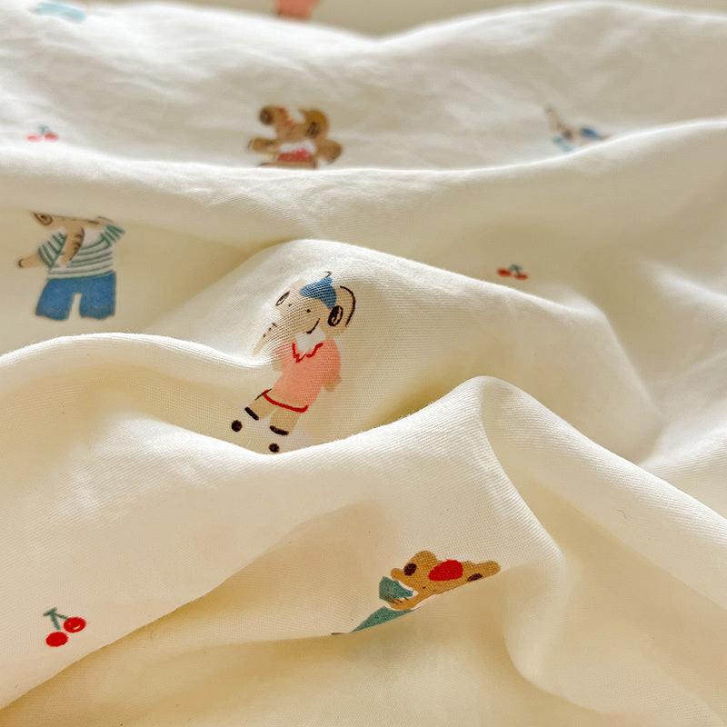 4pcs Popular Washable Printed bedding, New Style for Double Beds, Featuring a Fresh Floral Design. Includes a Combination for Single Dorm Beds: 1 Duvet Cover, 2 Pillowcases, And 1 Bed Sheet