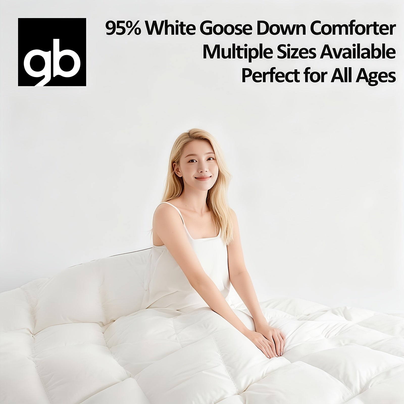 Gb Luxury White Goose Down Comforter with Visible Fill Window, All-Season Thickness Options, Baby-Approved Lightweight to Winter-Warmth, Sizes from Infant to King, Ultra-Soft, Breathable Cotton-Blend Fabric for Sensitive Skin