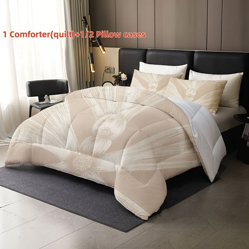 Large Quilt Suitable for All Bed Sizes - Soft Brushed Bedspread with Romantic Floral Bedspread, Skin-Friendly Quilting Design & Fill, All- Comforter for Cozy Bedding for Home, Suitable for Home Use