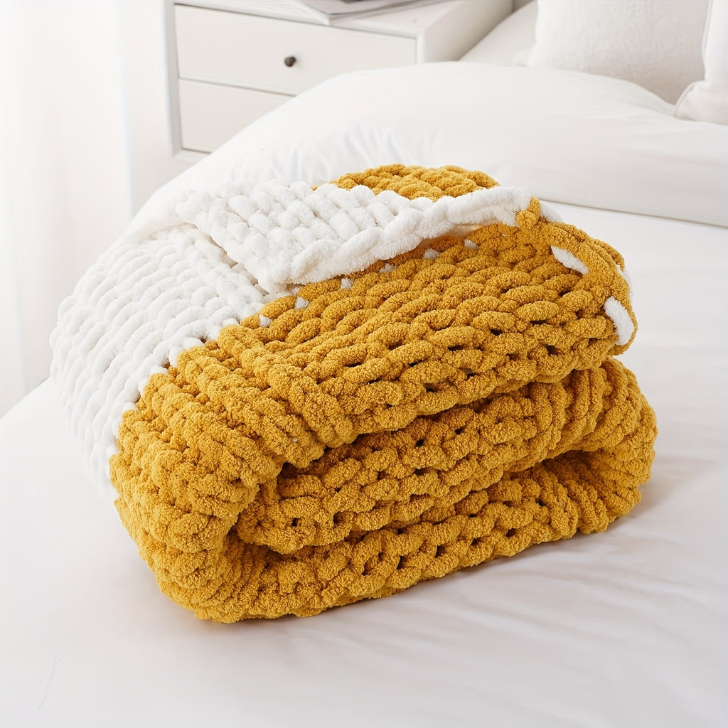 Ultra-Soft | Handmade Ultra-Soft Handmade Chenille Blanket 1pc - Warm, Cozy, Versatile Throw for Couch, Sofa, Office, Bed, Perfect Multi-Purpose Christmas New Year Gift for All Seasons